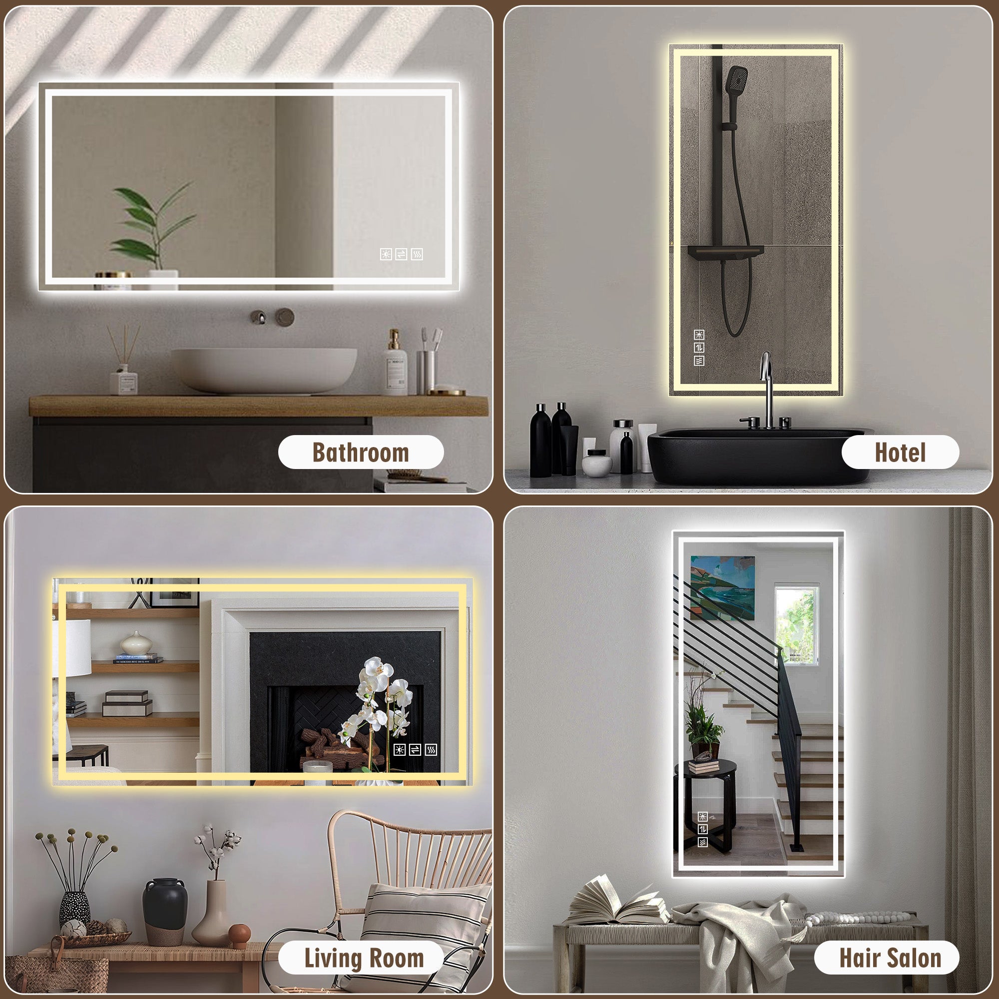 48 In. x 24 In. LED Bathroom Vanity Wall Mirror