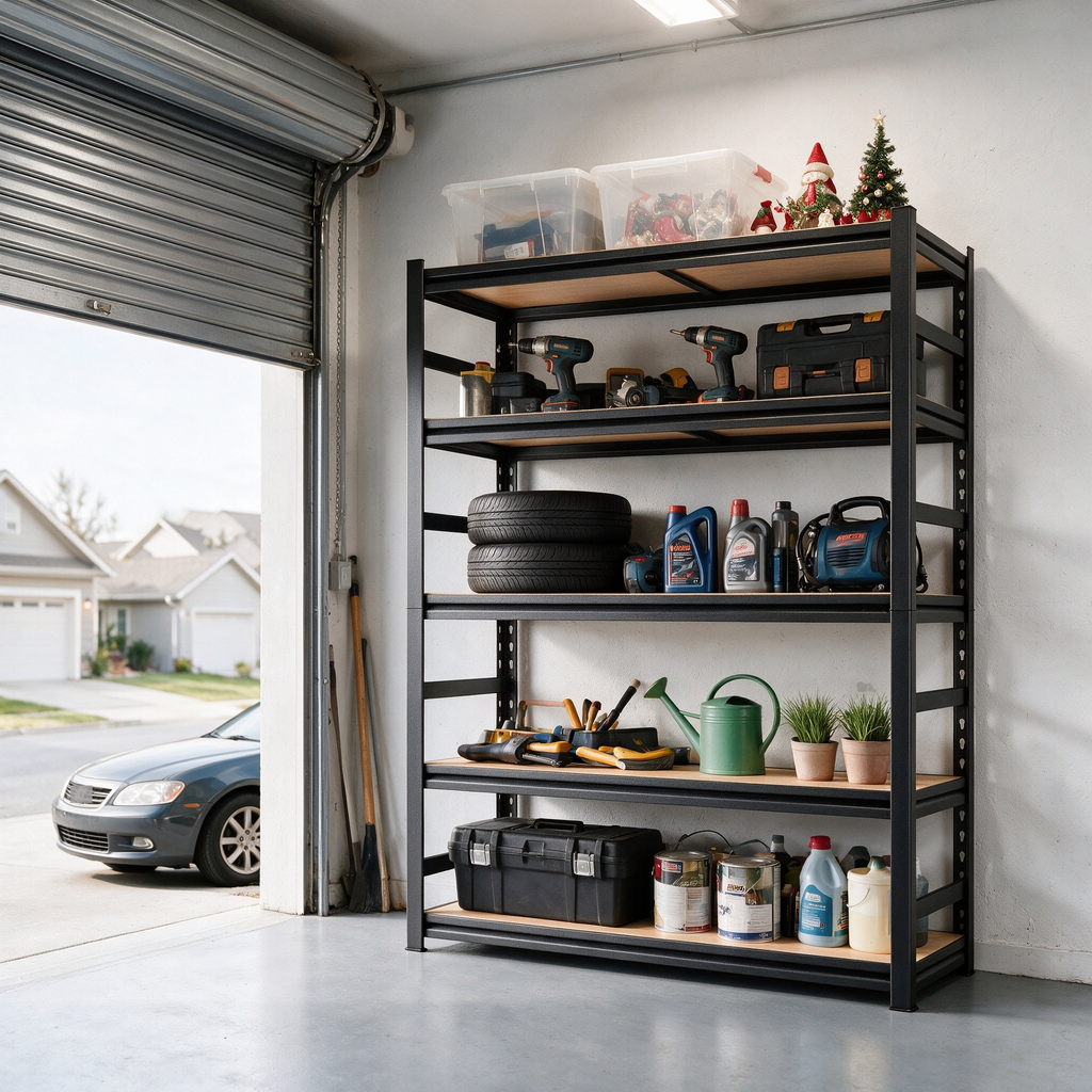 63-Inch Height Storage Shelving Unit with Five-Tier Adjustable Shelves
