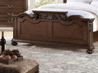 Gorgeous Traditional Antique Cherry Queen Size Bed Tufted Faux Leather HB 3pc Bedroom Set