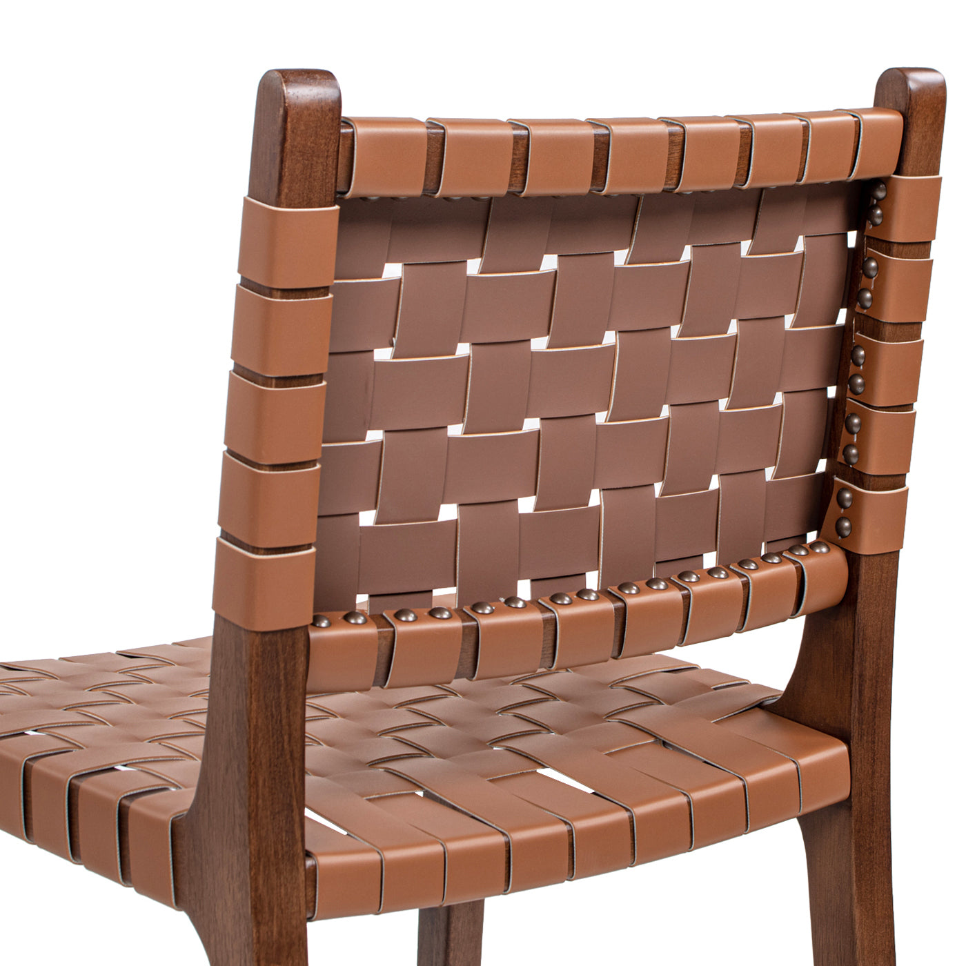 Andre 26' Woven Leather Counter Stool with Back, Pecan Brown Faux Leather