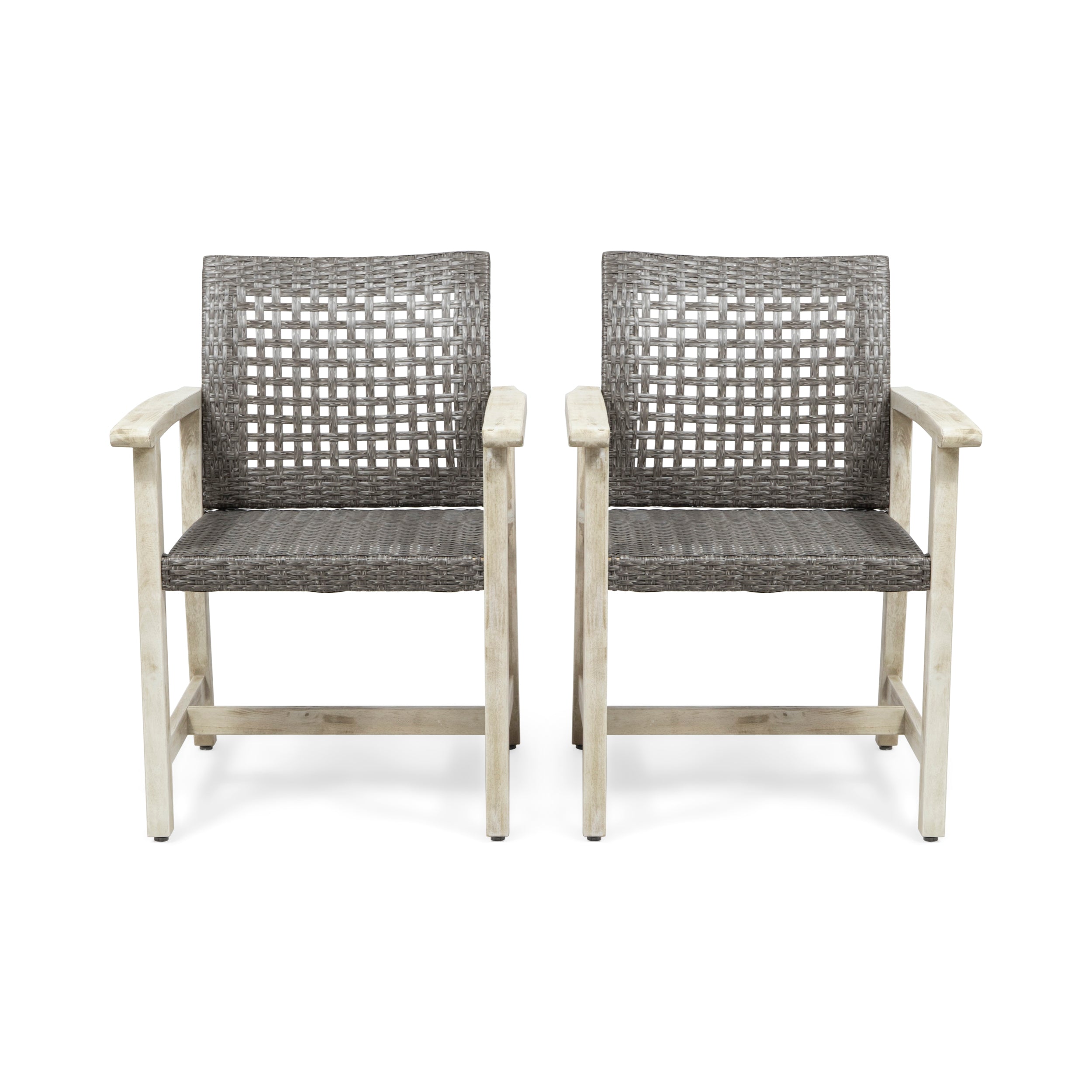 Hampton Wood and Wicker Dining Chair Set of 2