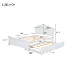 Full Size Wood Platform Bed with Headboard and Twin Size Trundle