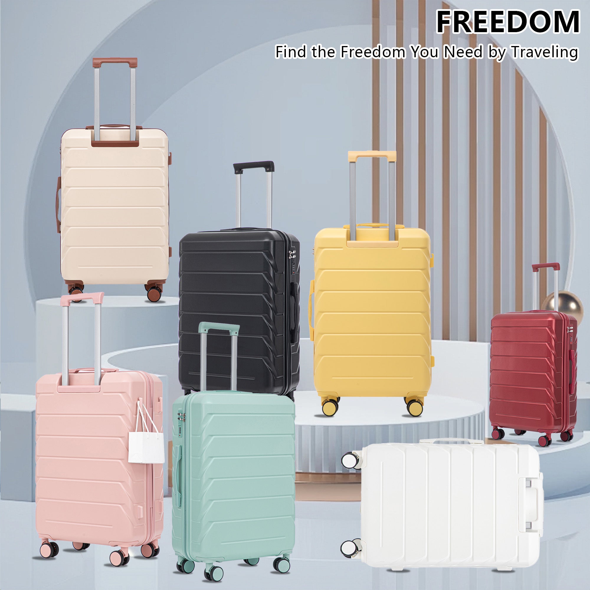 Set 3PCs 20'/24'/28' ABS Spinner Wheel Luggage - Pink
