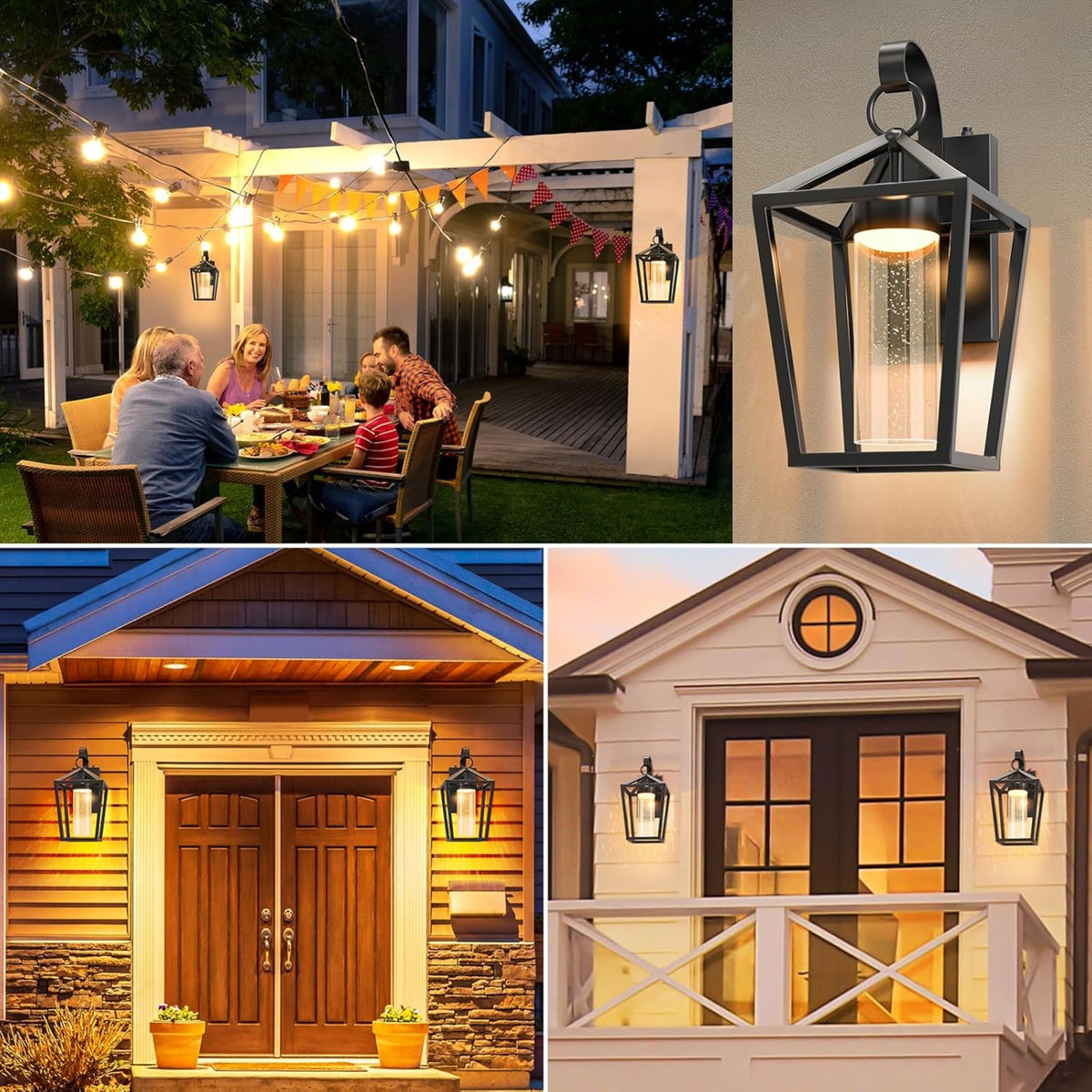 15-Inch Dimmable LED Outdoor Wall Sconce, Black Glass and Metal