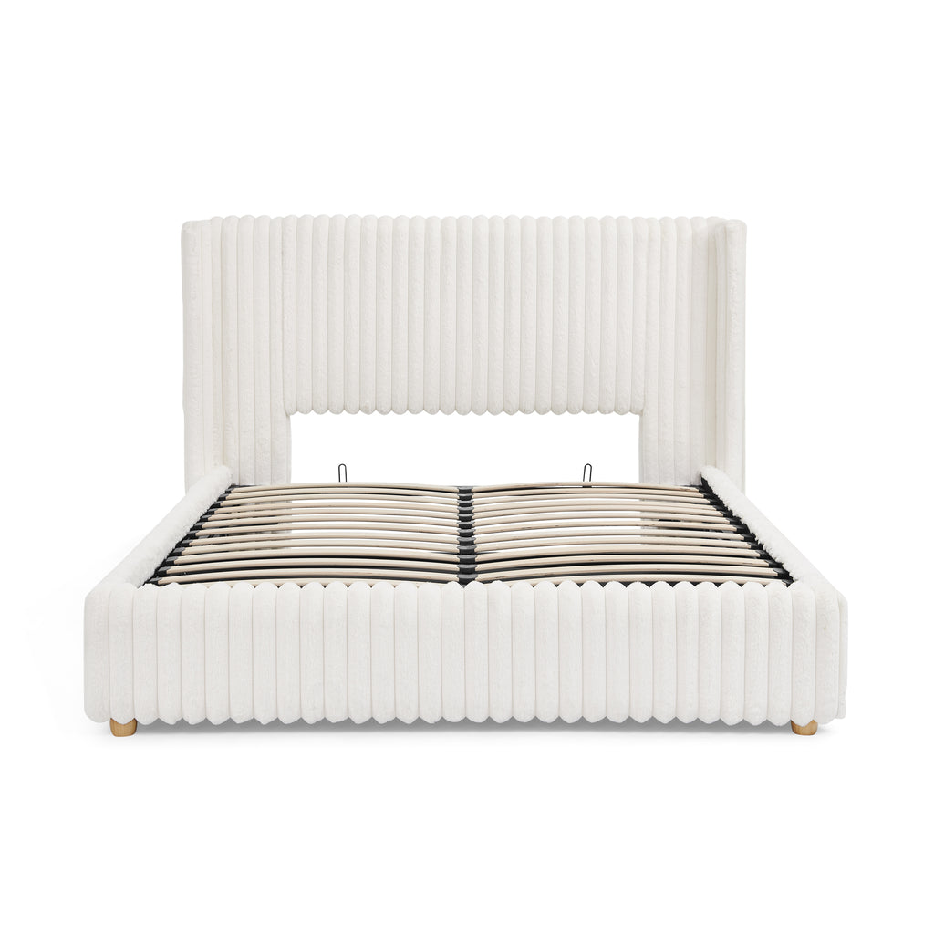 Queen Functional Vertical Striped Bed with Gas Lift Storage
