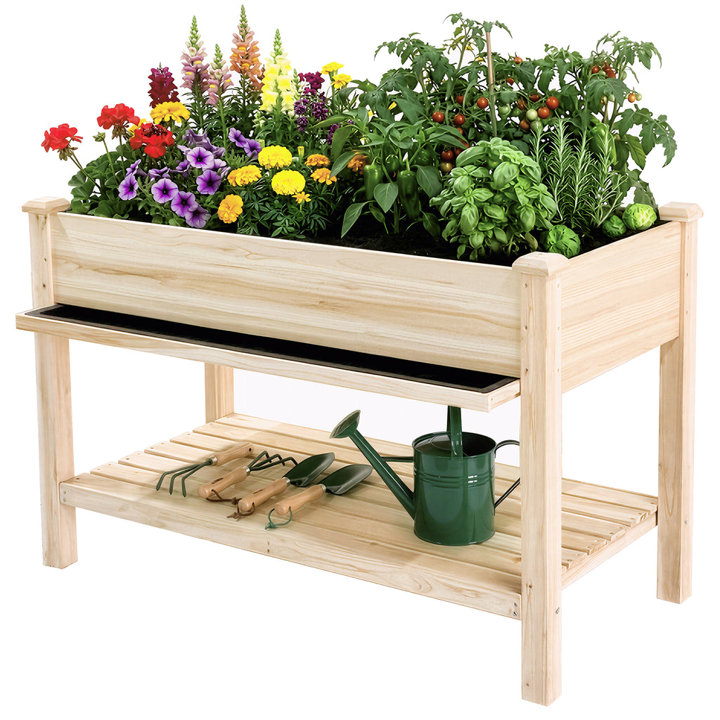 Raised Garden Bed 48x23x31.1-inch Elevated Wood Planter