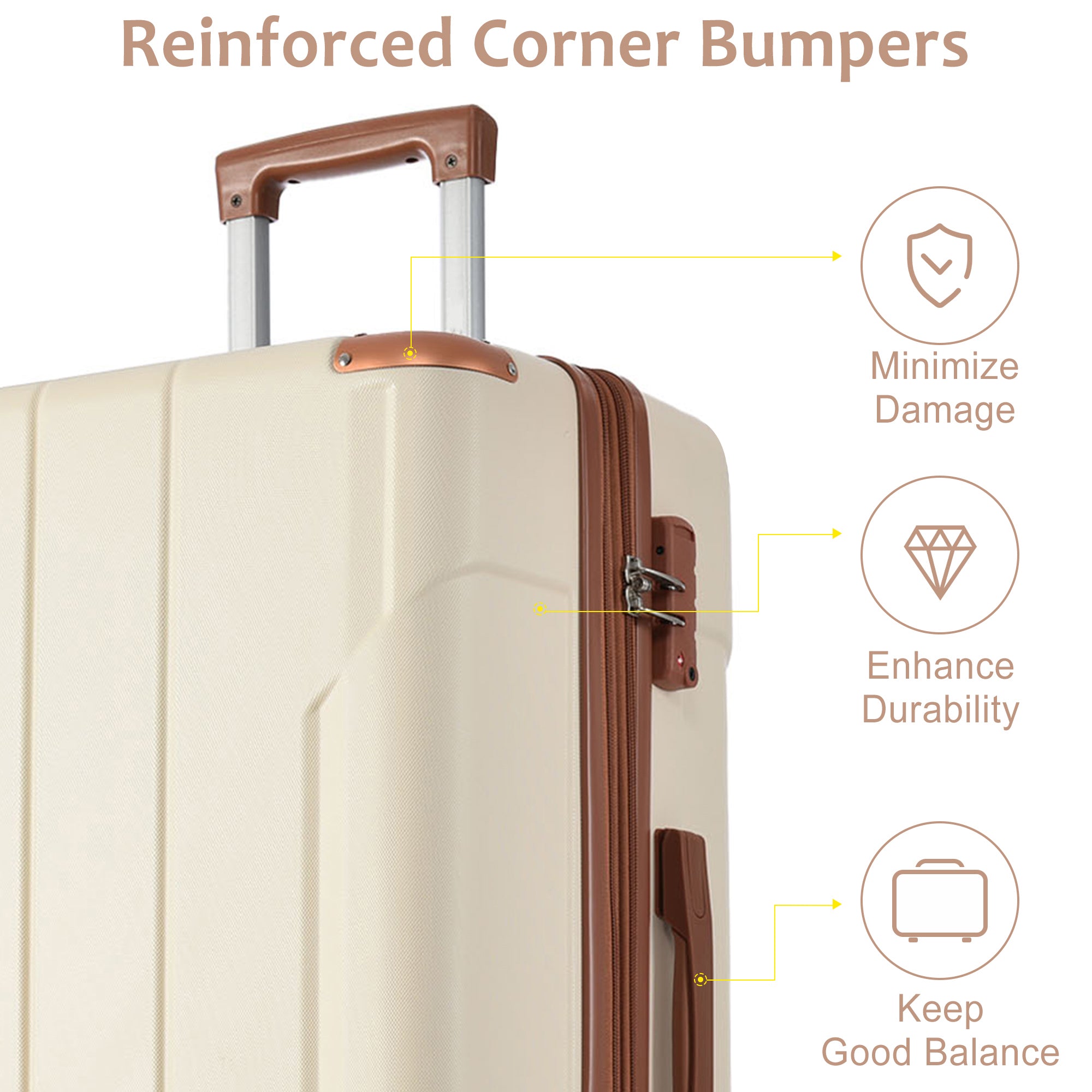 3 Piece Expandable Hard Shell ABS Suitcases with TSA Lock