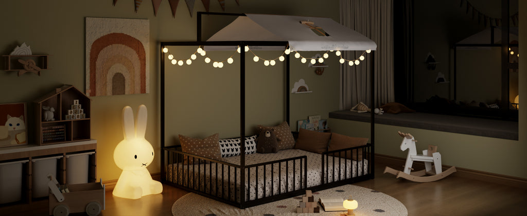 3-in-1 Convertible Montessori Metal Floor Bed