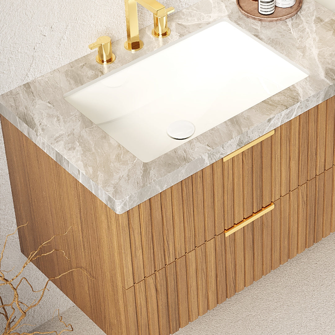 60'' Elio Bathroom Undermount Ceramic Sinks and Vanities