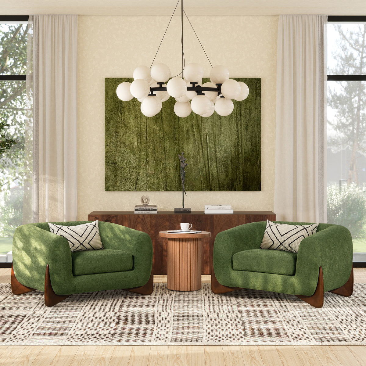 Alpine 44-Inch Sherpa Arm Chair, Moss