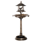 Outsunny 3-in-1 Garden Bird Bath Bowl Pedestal with Feeder