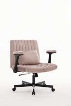Pink Velvet Criss Cross Armrest Office Chair