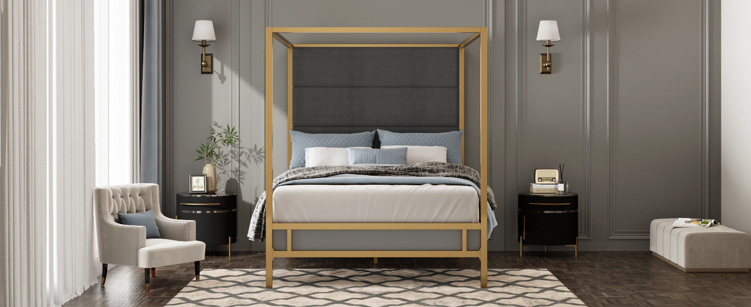 Gold Metal Canopy Bed