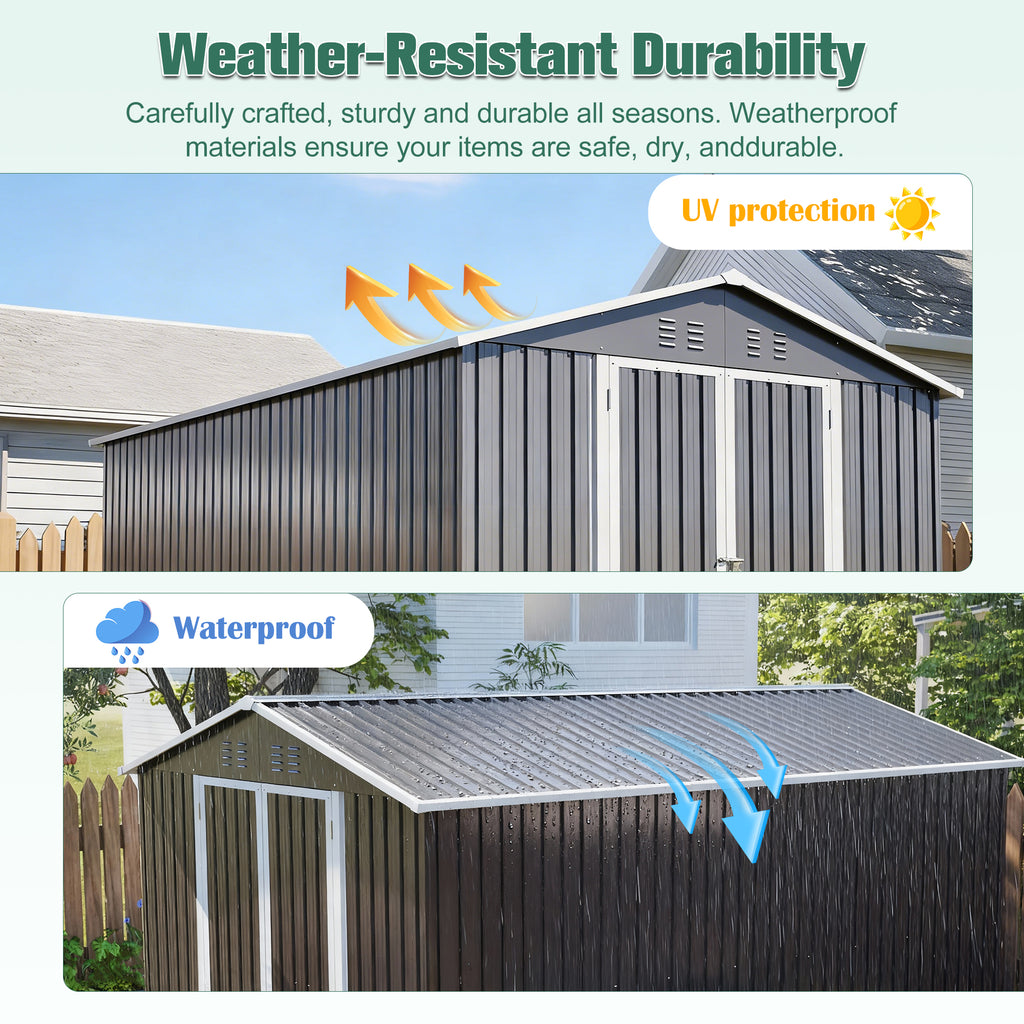 Lockable Secure Metal Shed 8x12 FT
