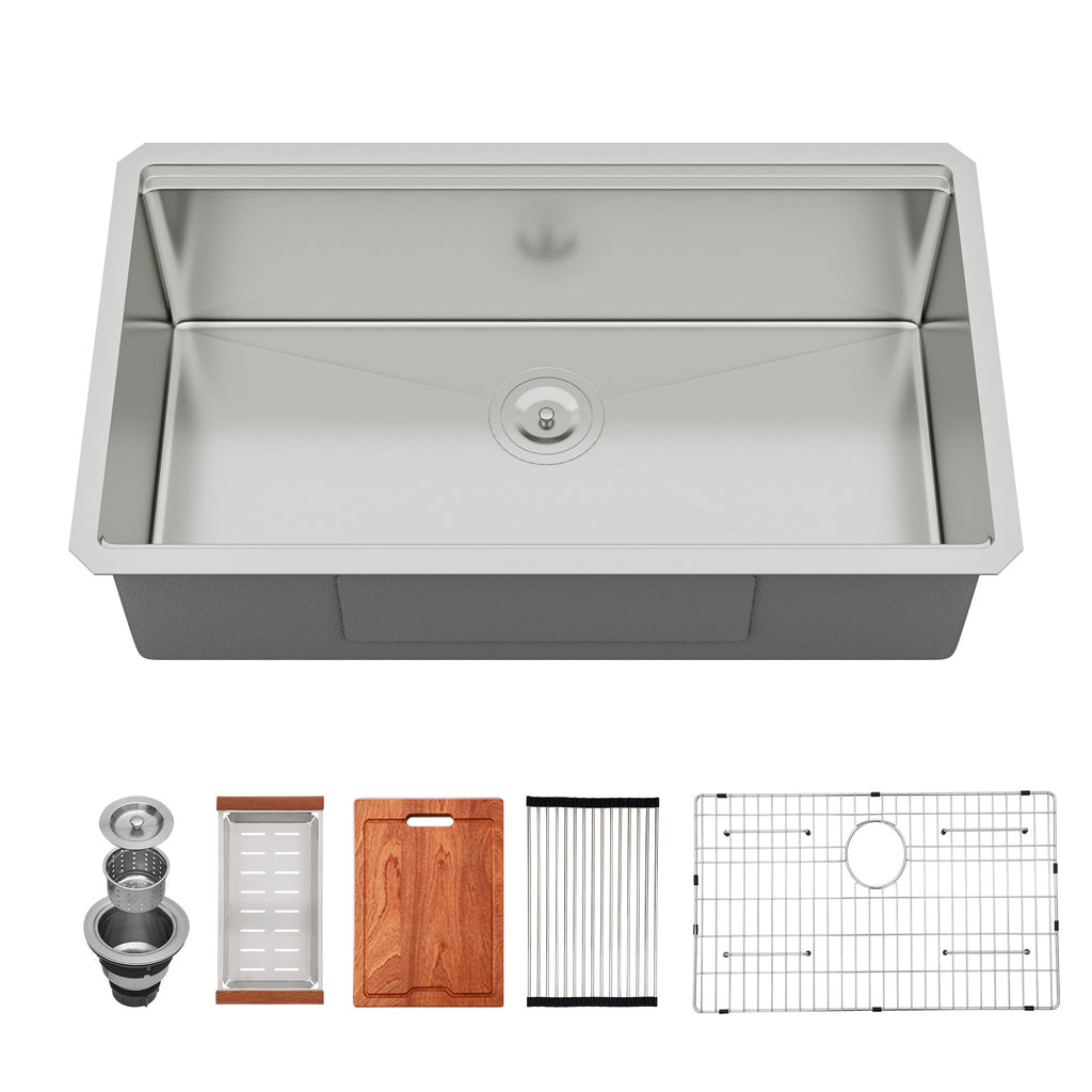 Single Bowl Undermount Workstation Kitchen Sink