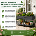 2-Tier Elevated Metal Wicking Garden Bed with Lockable Wheels