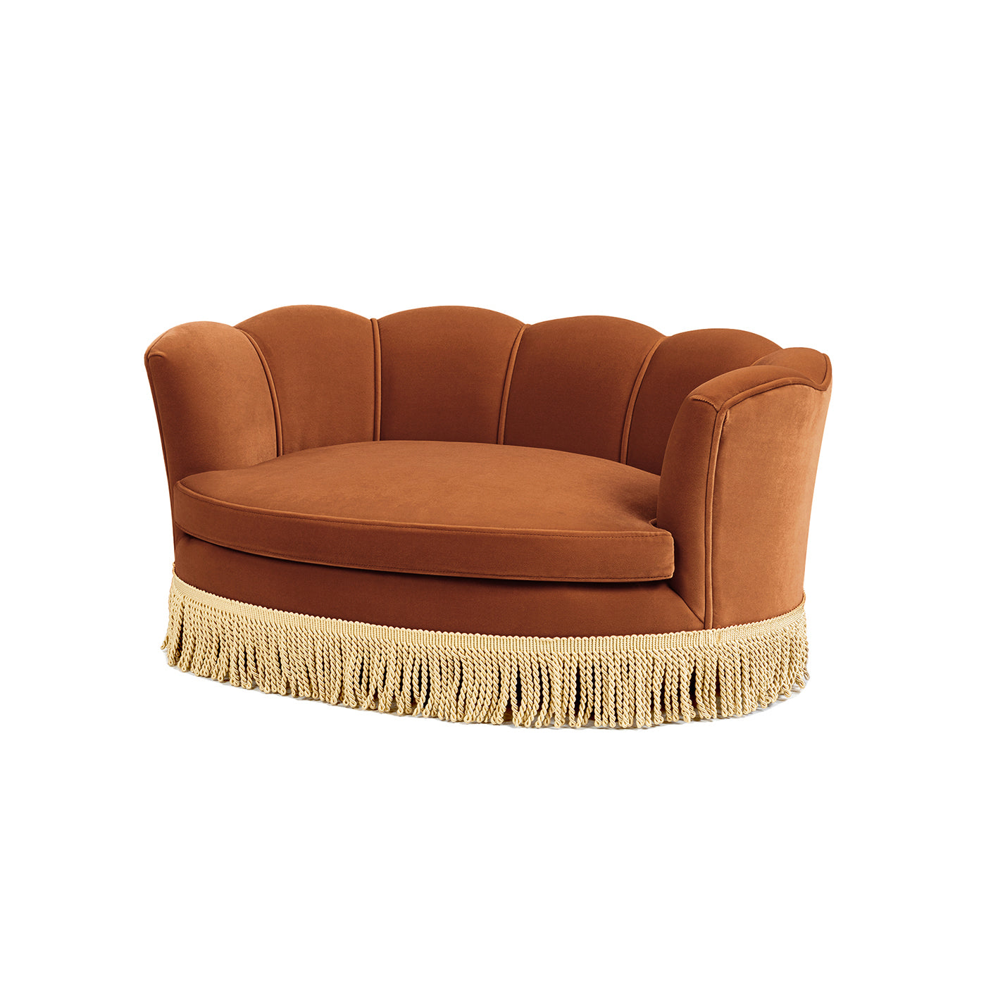 Clara 34.5" Scalloped Pet Sofa Bed, Medium, Burnt