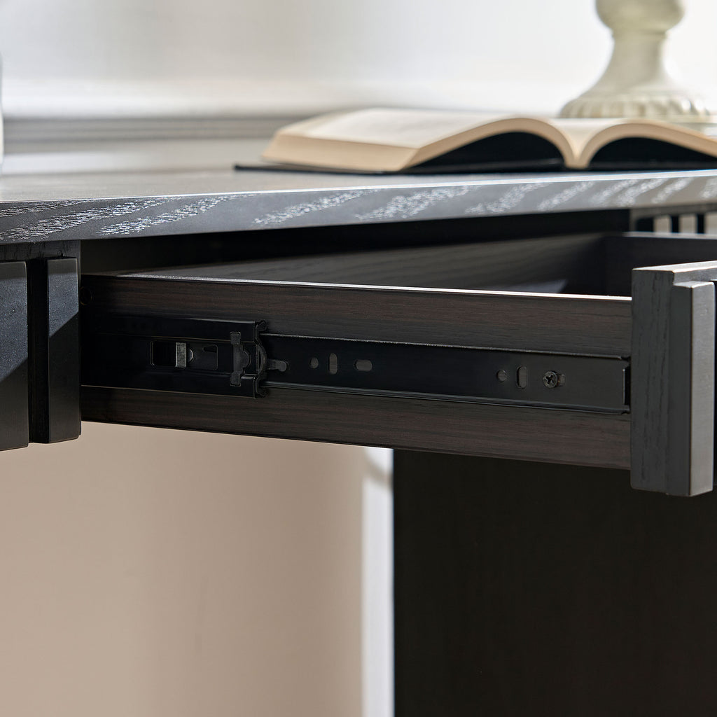 Modern Console Table with Drawer, 59-Inch, Vertical Stripe Design, Black