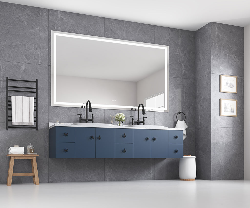 84 x 48 Inch LED Bathroom Mirror with Front and Backlight