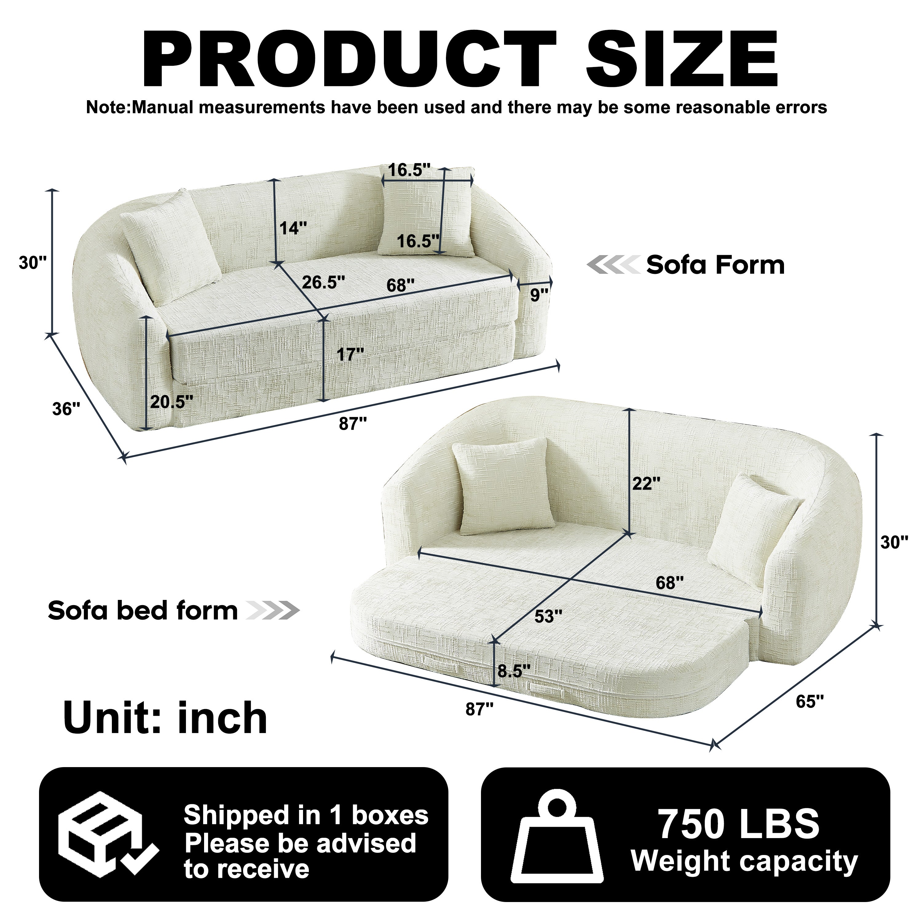 87-Inch Curved Convertible Sofa Recliner