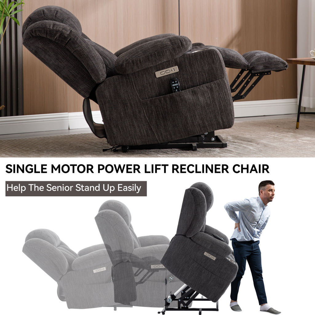 Up to 350 LBS Chenille Power Lift Recliner Chair