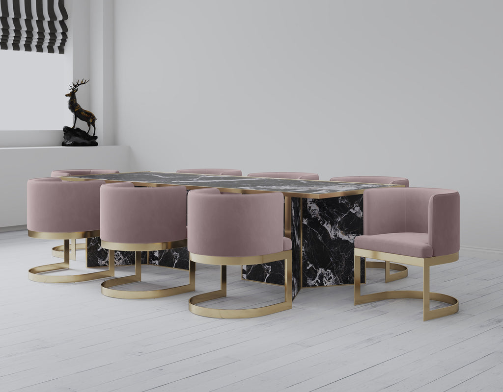 Aura Metal Velvet Dining Chair
