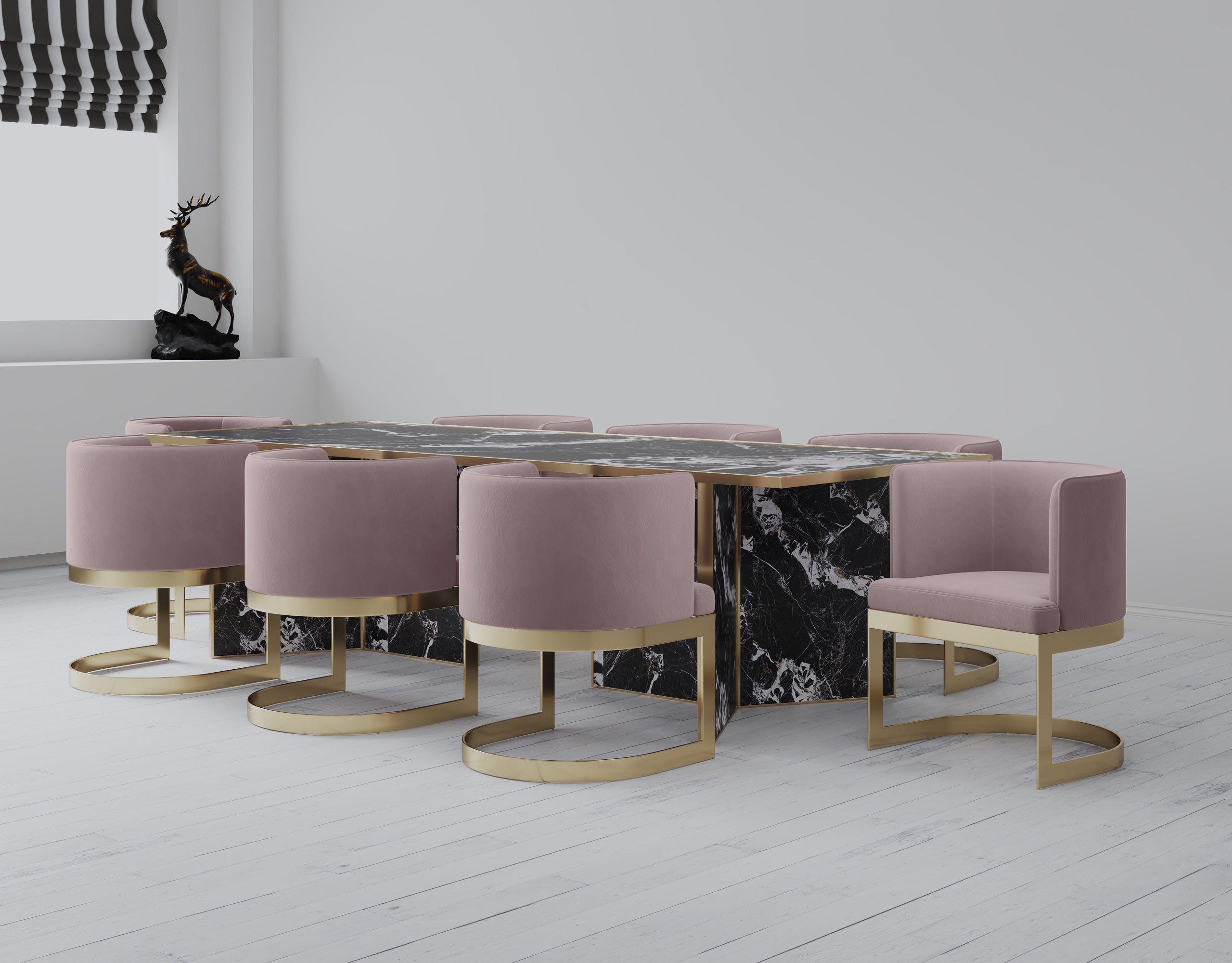 Aura Metal Velvet Dining Chair