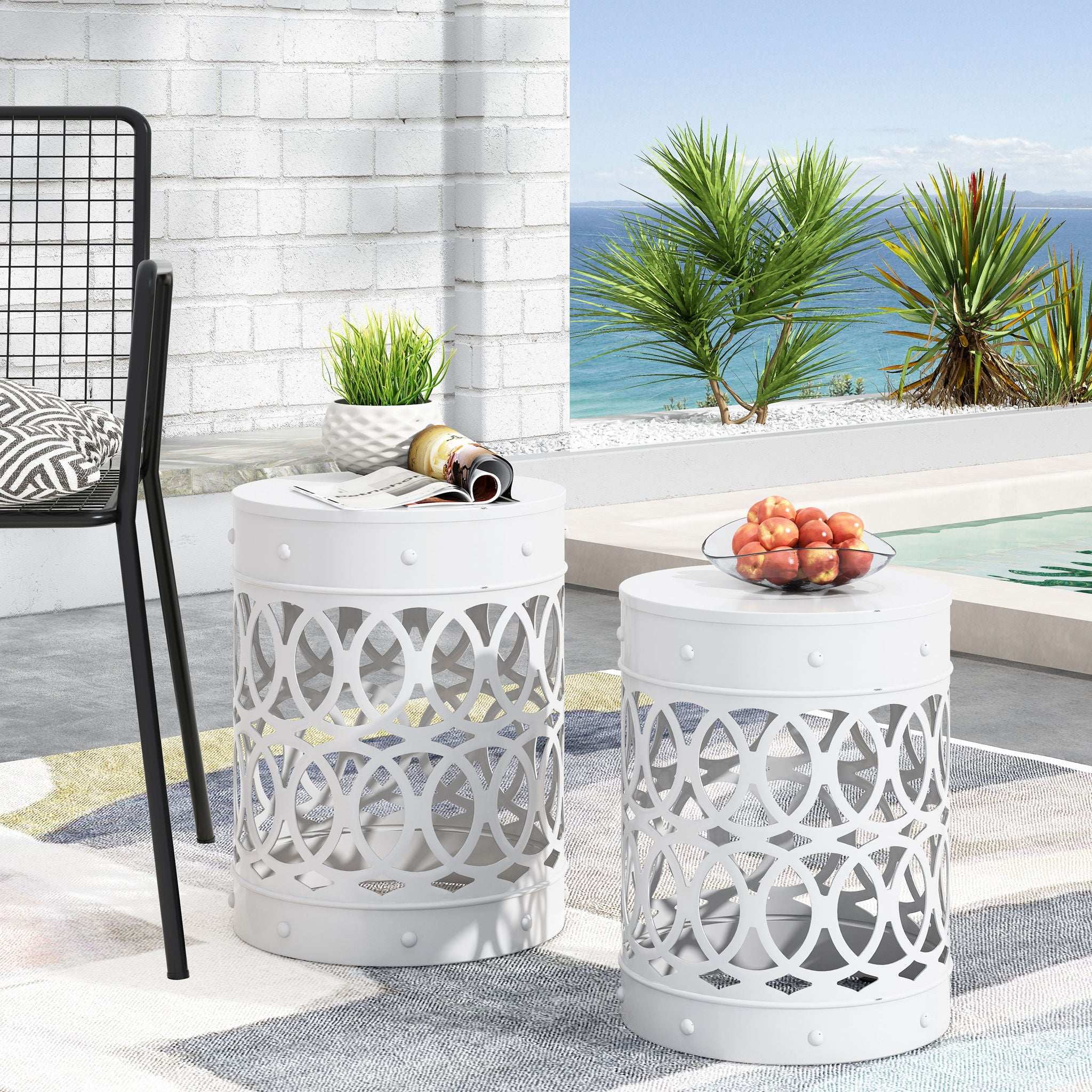 Outdoor Metal Set of 2 End Tables