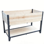 Solid Wood & Iron Frame Raised Garden Bed