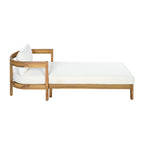 78" Acacia Wood Outdoor Chaise Lounge Chair with Curved Frame