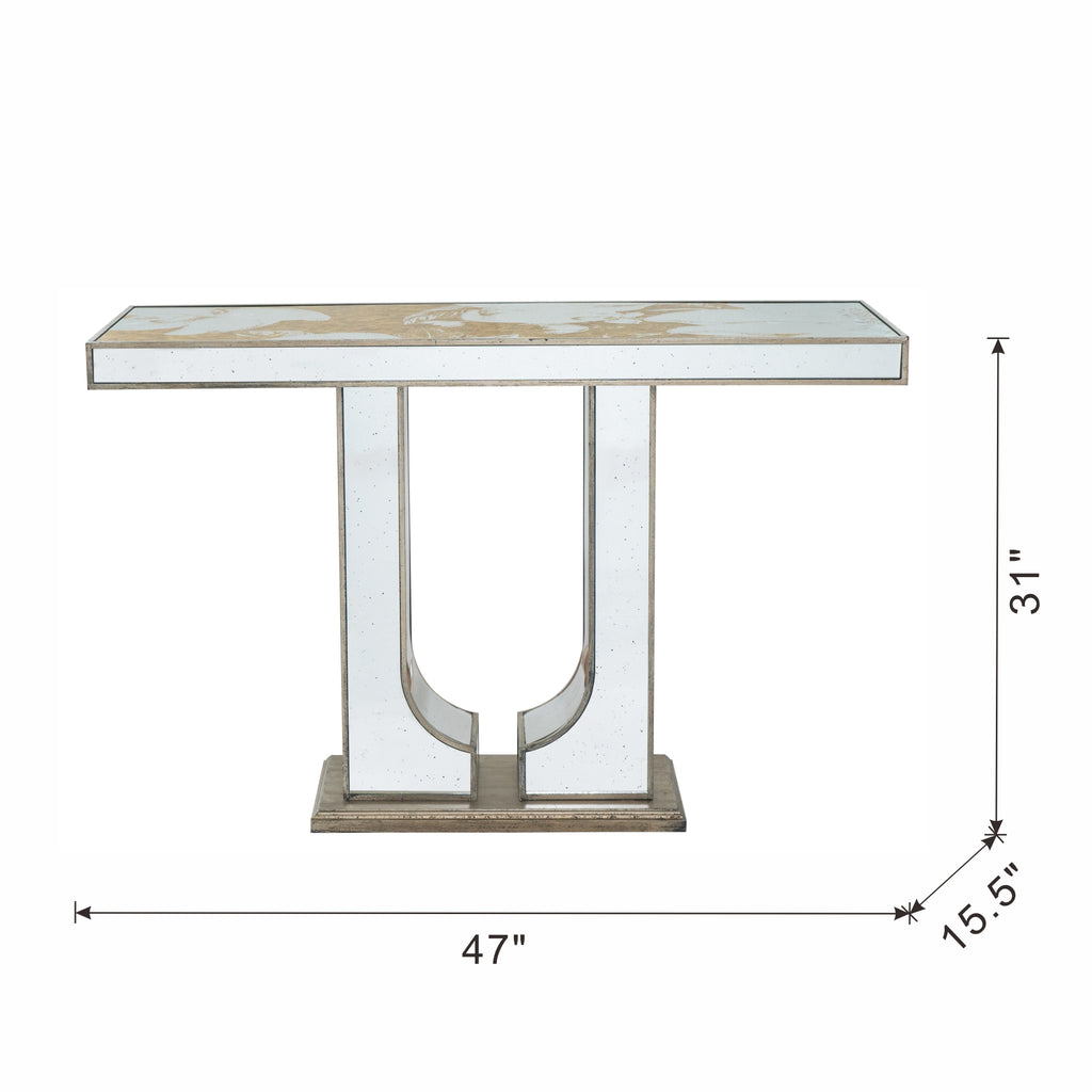 47" Rectangular Console Table with Elegant Floral Design