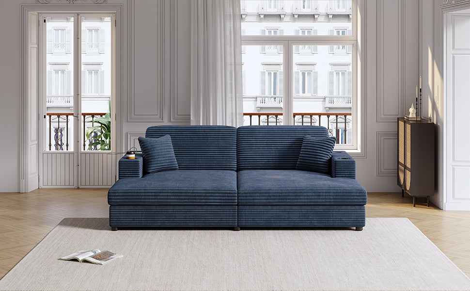 86.5" Oversized Loveseat Chaise Lounge Sectional Sofa Bed