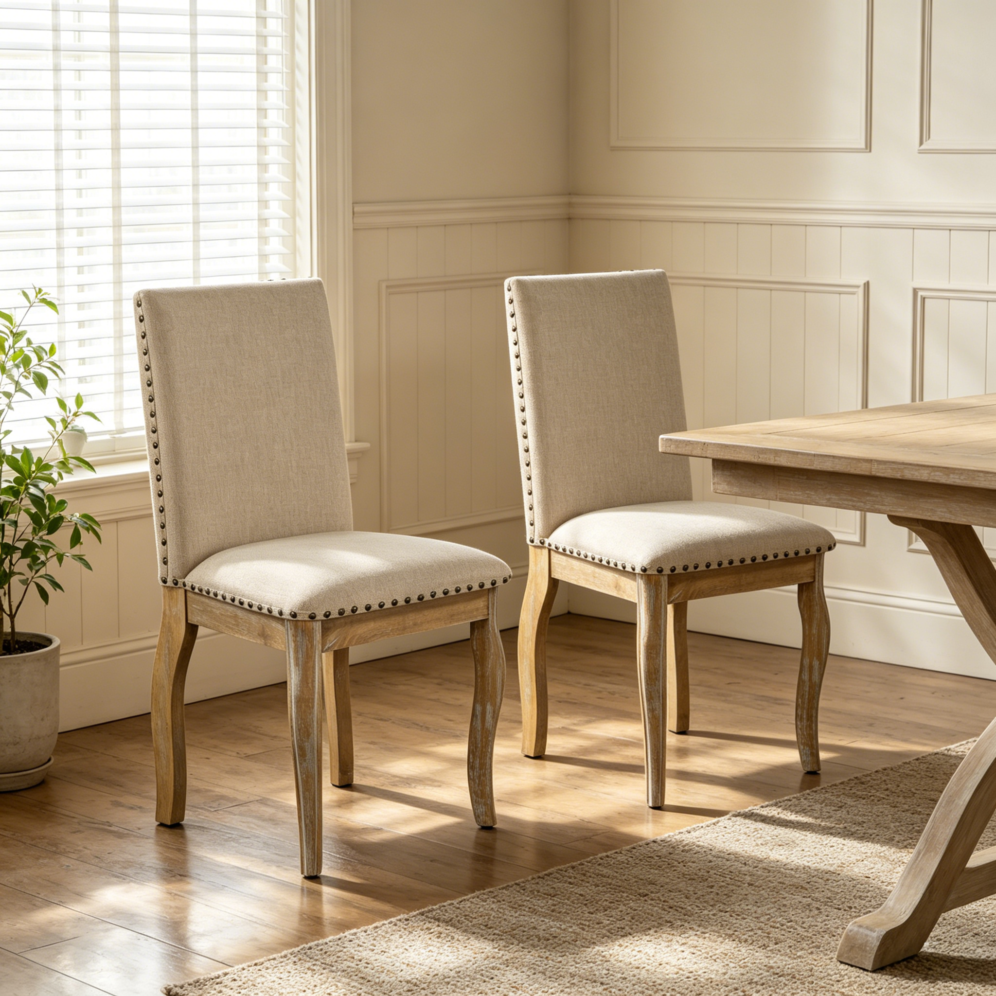 TREXM Set of 2 Upholstered Dining Chairs