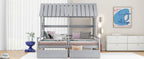 Twin Size House Platform Beds with Storage Drawers