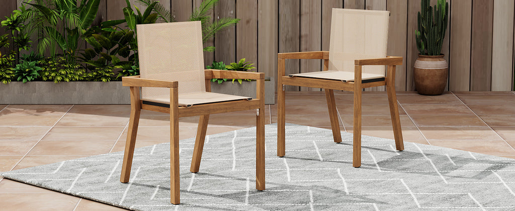 Belfast Dining Chair Set of 2, Teak Frame