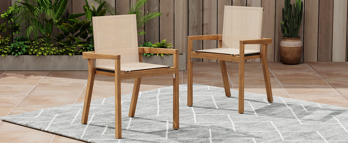 Belfast Dining Chair Set of 2, Teak Frame