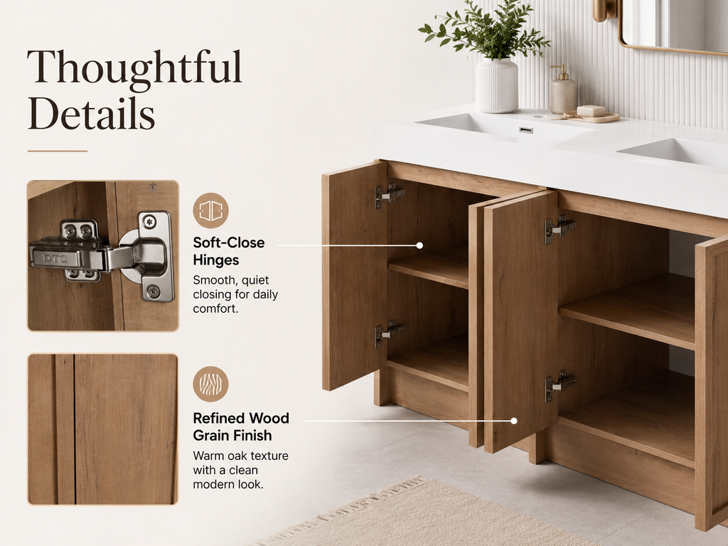 60" Freestanding Bathroom Vanity With Dual Resin Sink