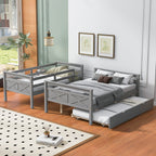 Twin Over Full Bunk Bed with Ladder, Trundle & Safety Guardrail