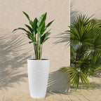 Set of 2 Faux Rattan Tall Planters - 22 inch