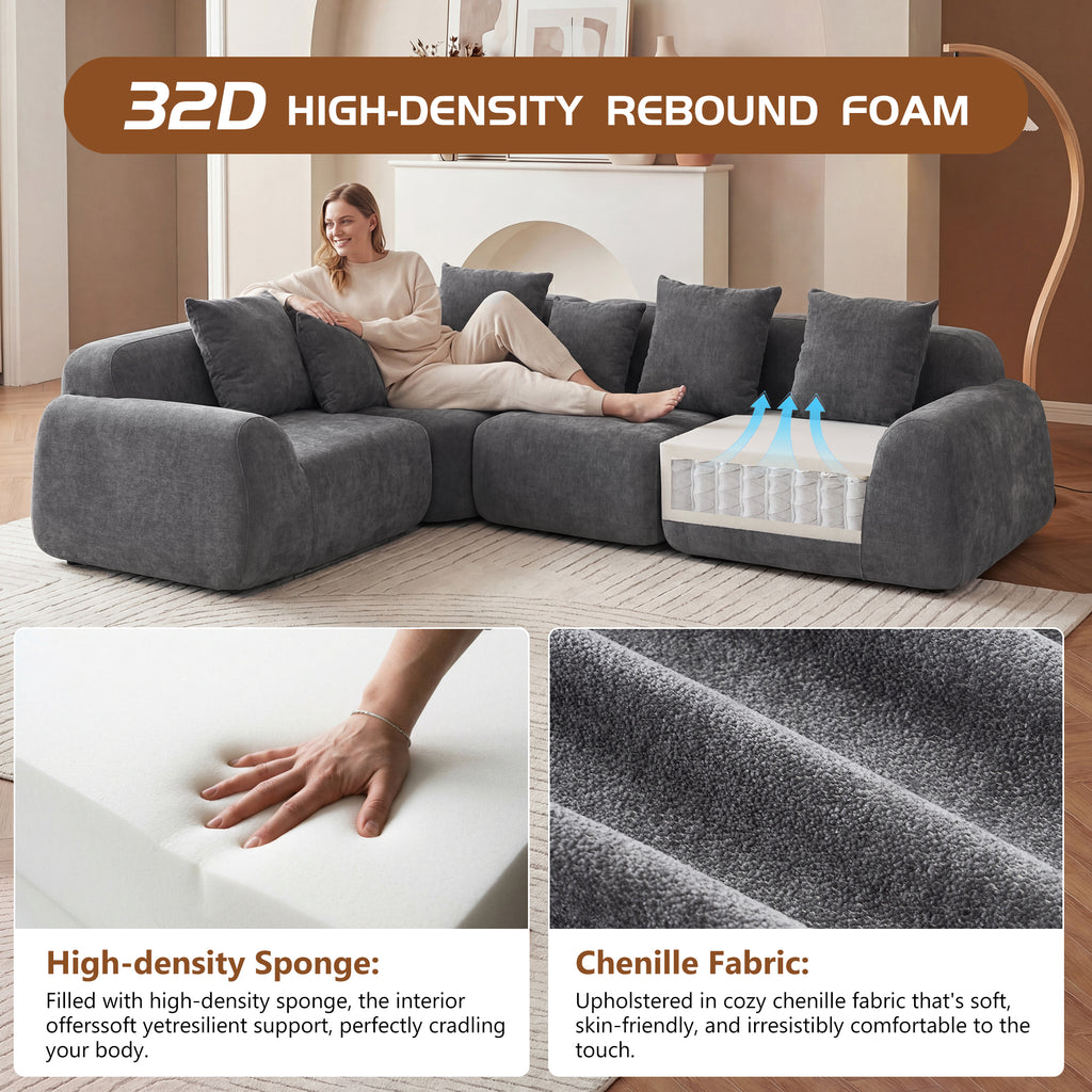 Oversized Cloud Velvet Curved Sectional Couch