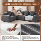 Oversized Cloud Velvet Curved Sectional Couch