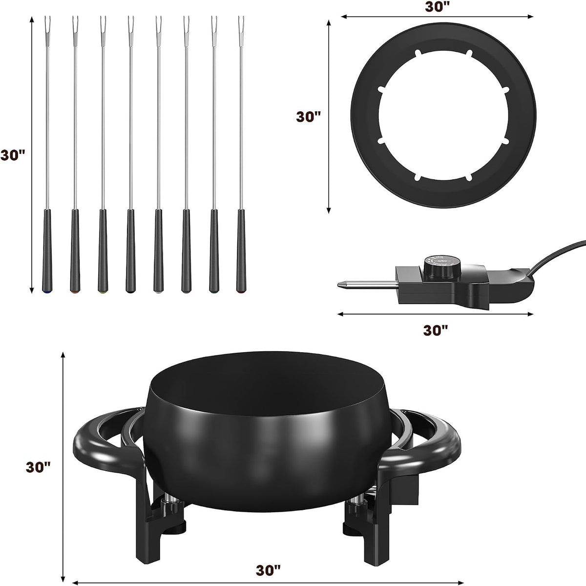 3 Quart Electric Fondue Pot Set