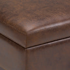 Owen 36 Inch Wide Square Coffee Table Storage Ottoman in Distressed Chestnut