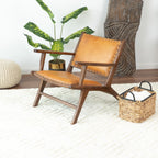 Daniel Mid-Century Modern Leather Arm Chair with Walnut-Finished Legs