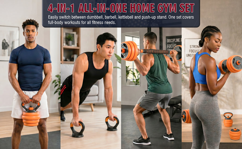 66LB Adjustable Dumbbell Set, 4-in-1 Convertible Weights
