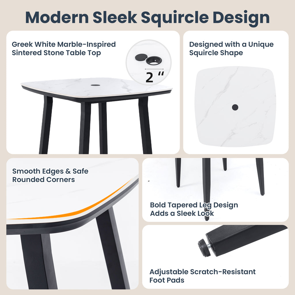 Modern 35.4'' Rounded Square Outdoor Bar Table