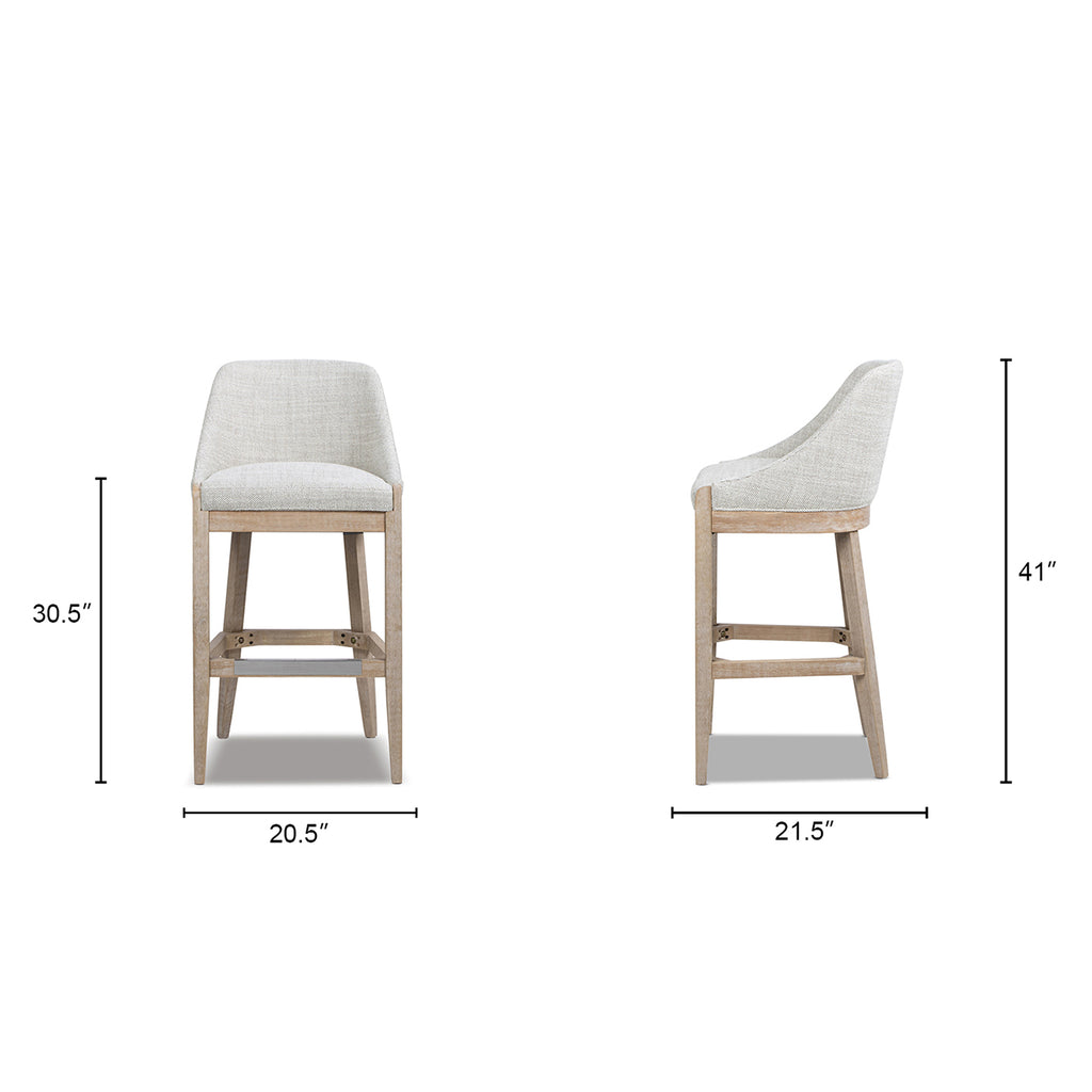 Newport 30.5" Coastal Curved Back Upholstered Barstool