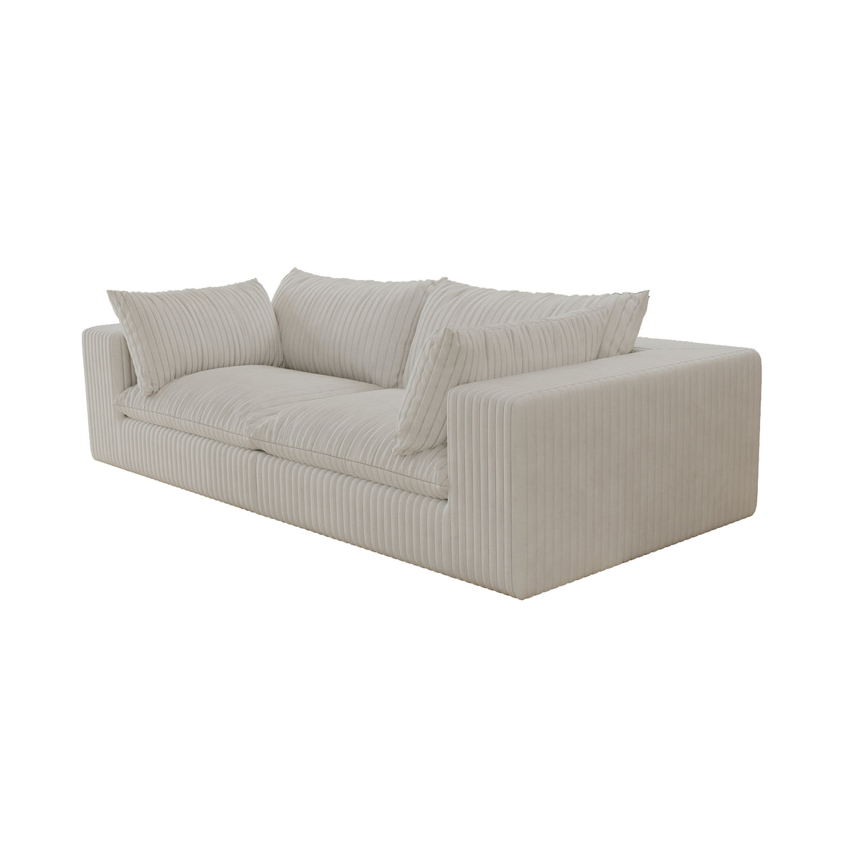 Y137 2-Seat Sofa, White Fabric with Feather-Filled Cushions