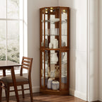 6 Shelf Corner Curio Display Cabinet With Lights, Mirrors, and Adjustable Shelves