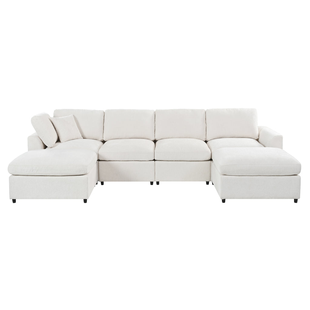 U-Style 130.3" 6-Seater Modular Sectional Sofa